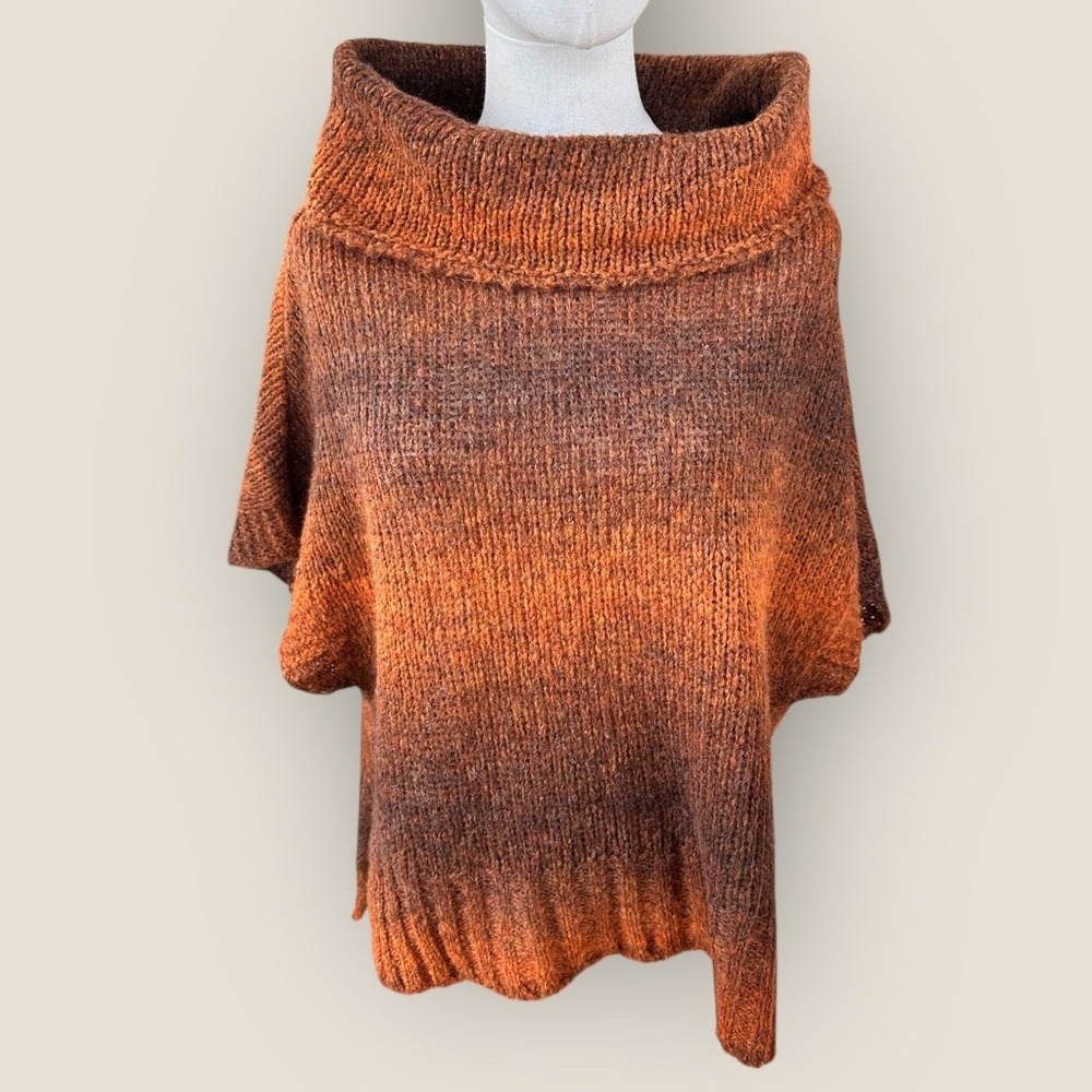 San Lorenzo NWT Ombre Knit Cowl Neck Poncho Sweater Made in Italy One Size